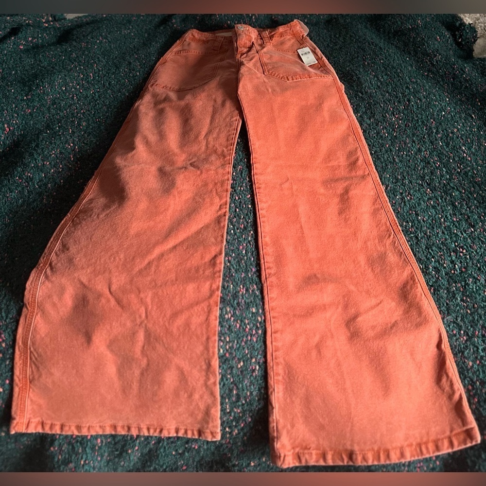 RARE Pilcro Carpenter Wide Leg Pants Orange NWT 26 - Picture 5 of 16